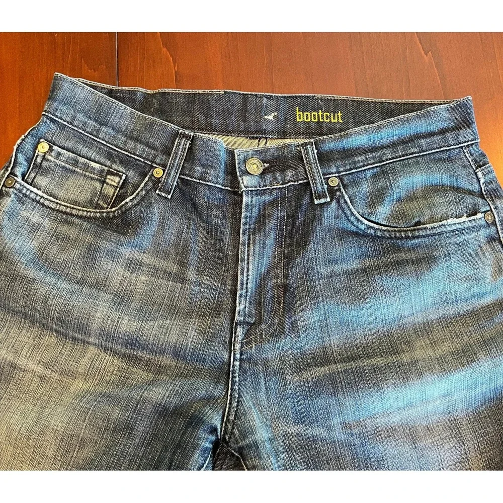 7 For All Mankind Bootcut Jeans Mens‎ 32x29 Dark Distressed Faded Stretch